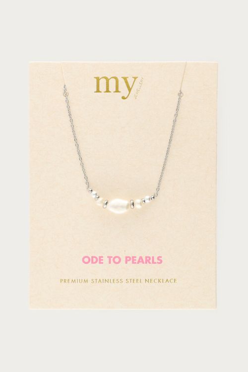 Ketting met natuurlijke parels en kralen ZILVER