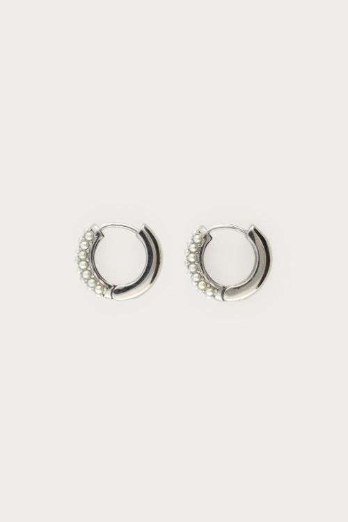 Oorringen met mini imitatieparels ZILVER