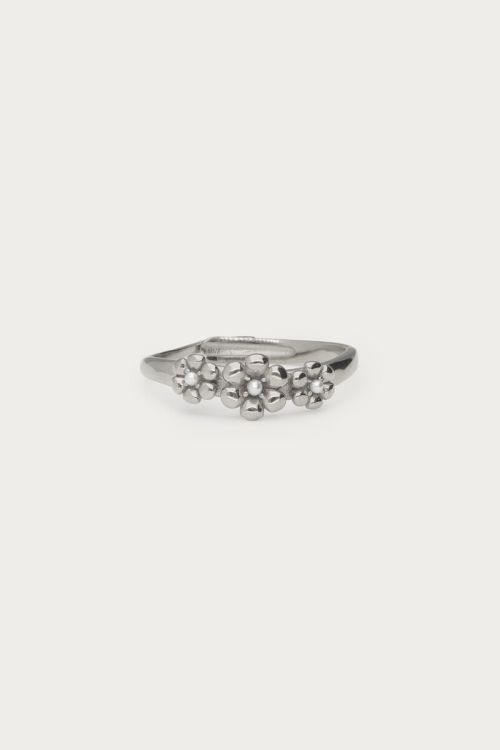 Ring met drie bloemen ZILVER