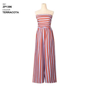 Jumpsuit stripe lavendel/roest