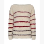 Fuzzy sweater & stripe creme burgundy