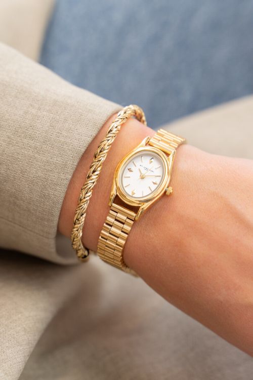 Ovaal horloge met schakelband GOUD