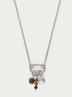 Sunrocks ketting zon en bruine kralen ZILVER