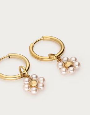 Sunrocks oorringen met witte bloemen GOUD