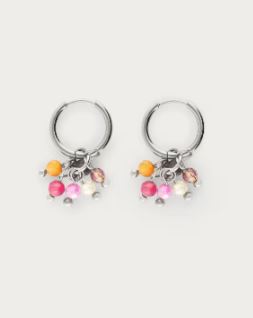 Sunrocks oorringen multikleur kralen ZILVER
