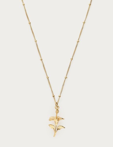 Vintage ketting met dots & hibiscus GOUD