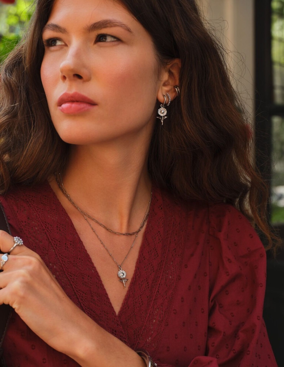 Vintage ketting met dots & zonnebloem GOUD