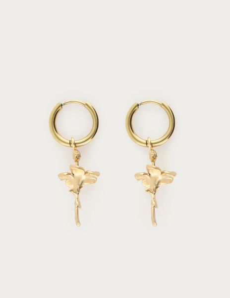 Vintage oorringen met hibiscus GOUD