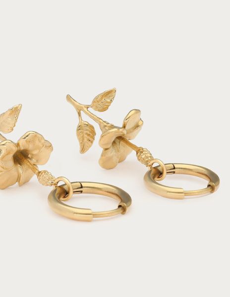 Vintage oorringen met hibiscus GOUD