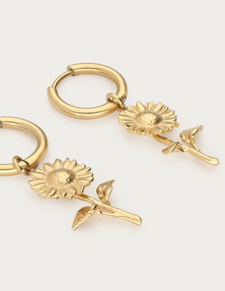 Vintage oorringen met zonnebloemen GOUD