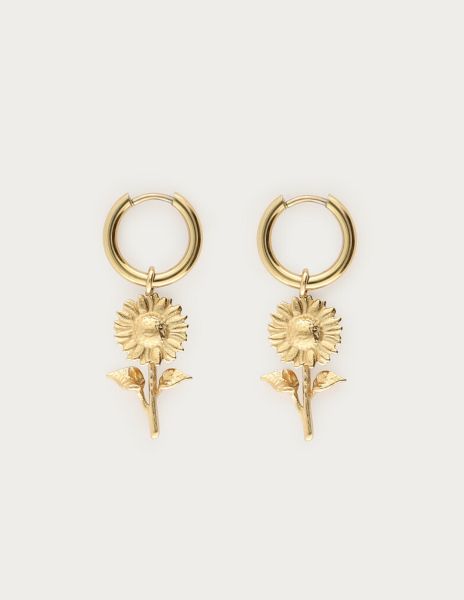 Vintage oorringen met zonnebloemen GOUD