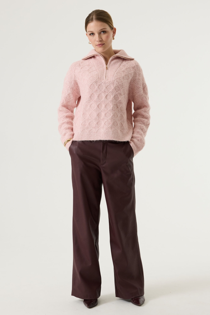 Leatherlook wide pant rosewood