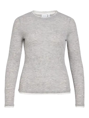VIELIANNE O-NECK L/S TOP Light Grey