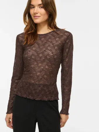 ViFay o-neck lace top Coffee Bean