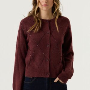 Cardigan rosewood met glitter