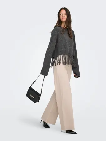 JdyAndrea Fringe pullover grey melange