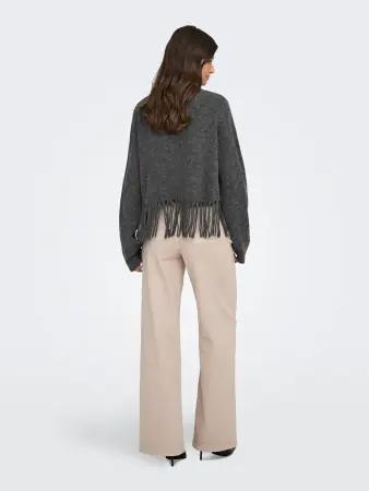 JdyAndrea Fringe pullover grey melange