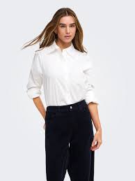JdyColette embroidered collar shirt Bright white
