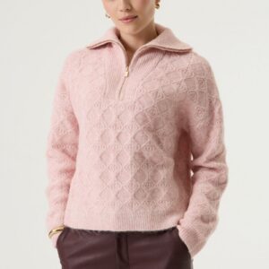 cable knit met rits dusty pink