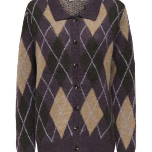 jdyreese argyle cardigan plum