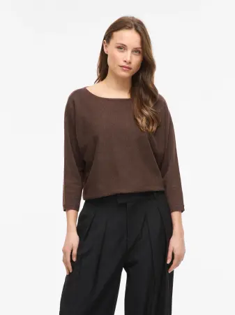 ViMalu boatneck 3/4 sleeve Coffee Bean